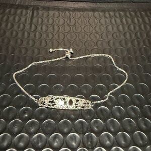 Sterling Silver Filigree Bar Bracelet - Elegant Silver Women's Jewelry